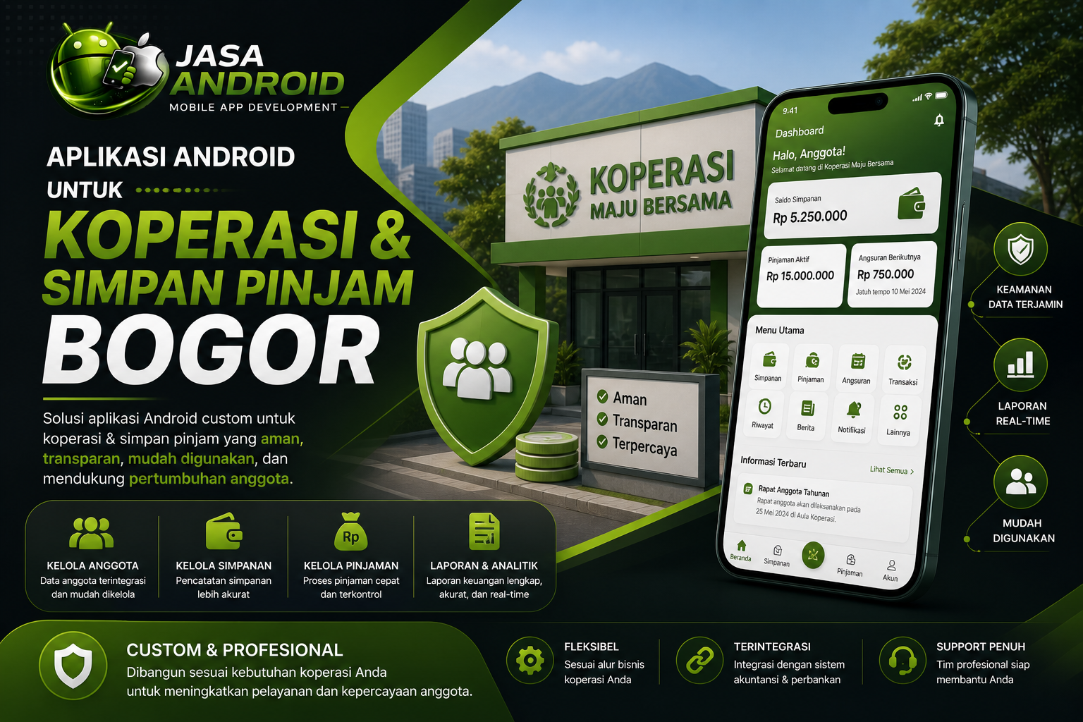 Jasa Pembuatan Aplikasi Android untuk Koperasi & Simpan Pinjam Bogor Custom & Terpercaya